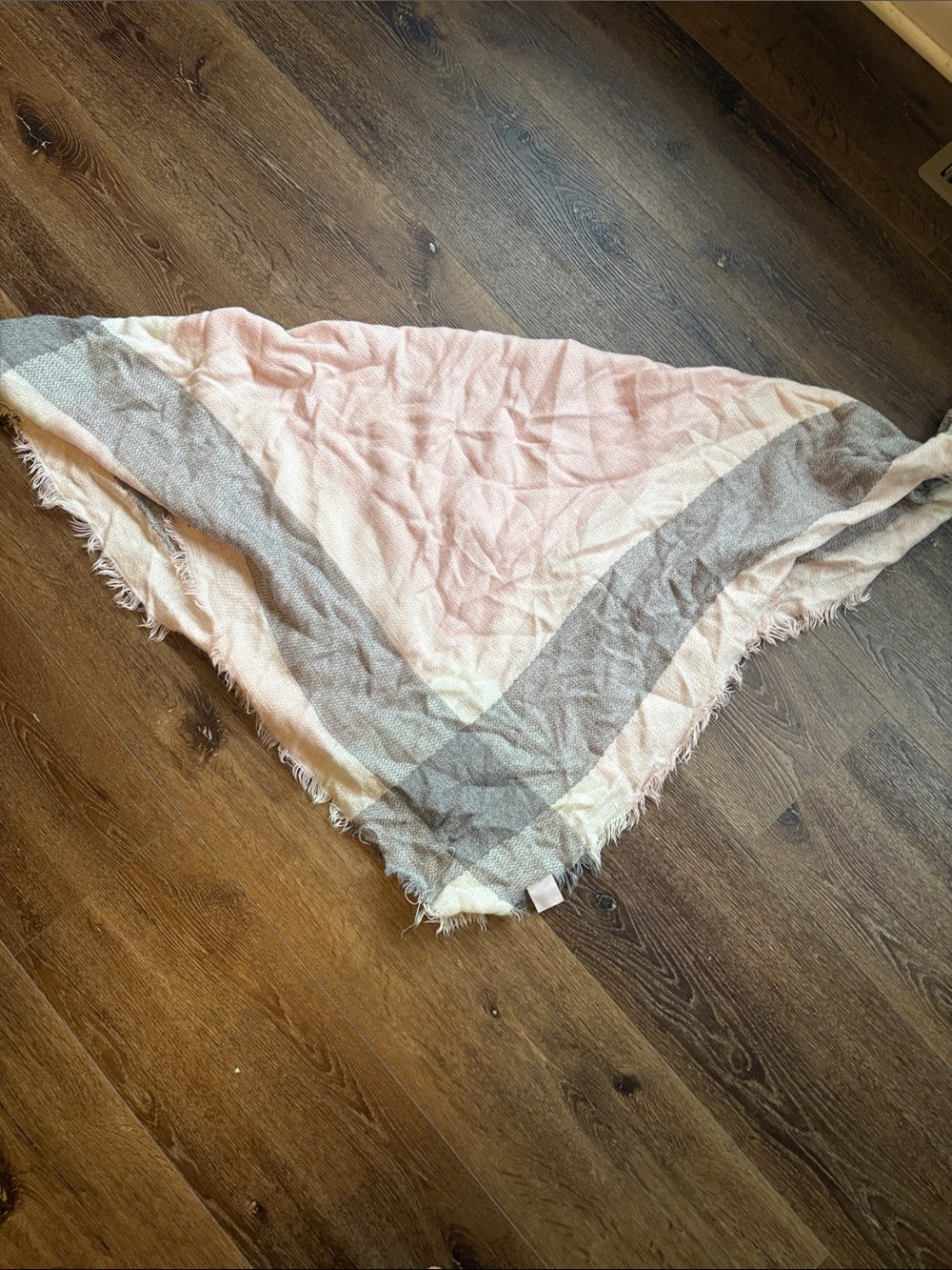 Light Pink and Gray Blanket Scarf